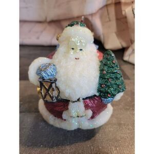 Large Santa Claus wax candle glitter tree Xmas Decor figure